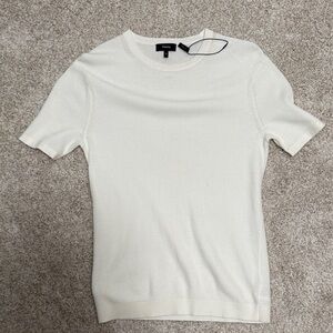 Theory Ivory Knit Short Sleeve Top